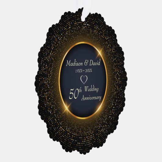 ラグジュアリーきらめくフレ結婚ーム記念日 オーナメントカード (右)