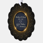 ラグジュアリーきらめくフレ結婚ーム記念日 オーナメントカード (左)