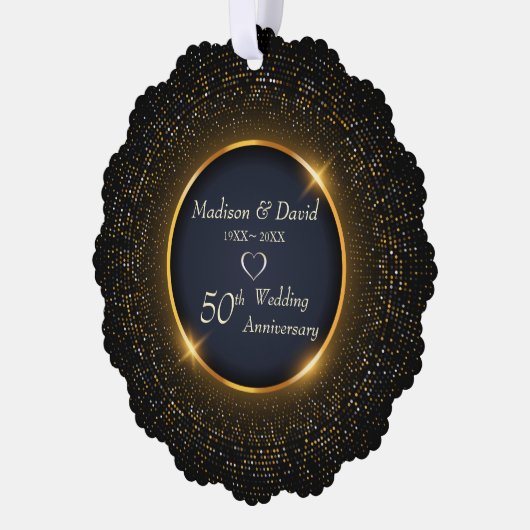 ラグジュアリーきらめくフレ結婚ーム記念日 オーナメントカード (左)