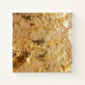 ラグジュアリーきらめく金ゴールドグリッタリーモノグラムスクエア ノートブック (裏面)