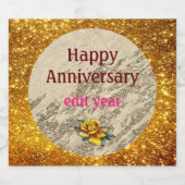 ラグジュアリーきらめく金ゴールドワイングリッターマーブルカスタマイズ スパークリングワインラベル (シングルラベル)