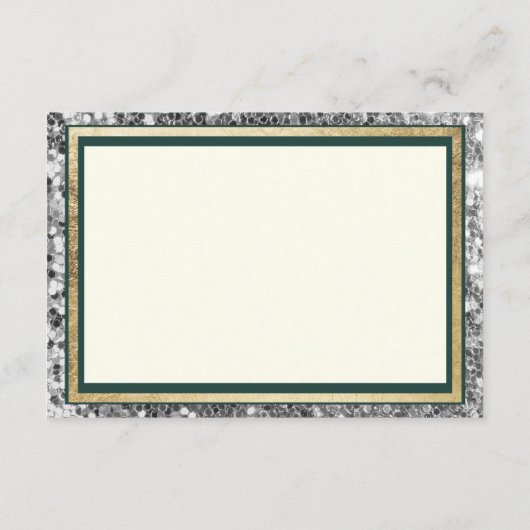 ラグジュアリーなアイボリー ゴールド シルバー フォレストグリーン 詳細 エンクロージャーカード (裏面)