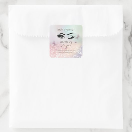 ラグジュアリーなキラキラのウィンクのラッシュエクステンションのラッシュクリーナー スクエアシール (バッグ)