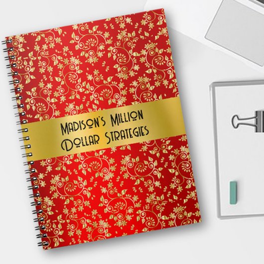 ラグジュアリーなゴールド離れフォイルレッドノートブック ノートブック