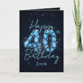 ラグジュアリーなサファイアブルーとブラック40歳の誕生日 カード (正面)