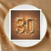 ラグジュアリーなシックなグラムブラウンと金ゴールド30歳の誕生日 スタンダードカクテルナプキン