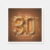 ラグジュアリーなシックなグラムブラウンと金ゴールド30歳の誕生日 スタンダードカクテルナプキン (正面)