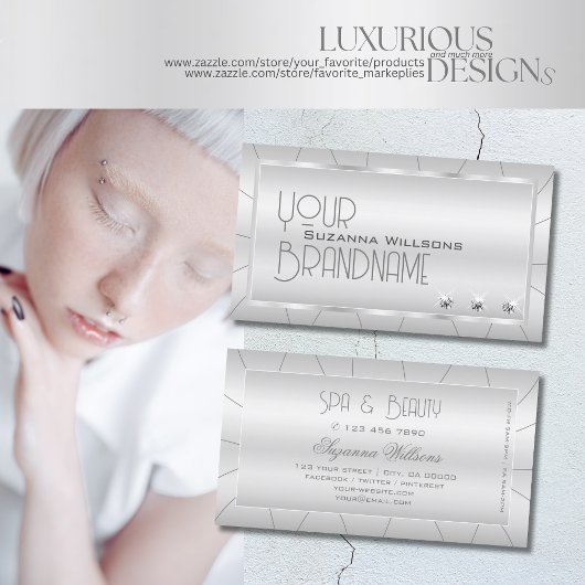 ラグジュアリーなシルバー華美とダイヤモンドクリエイティブ 名刺