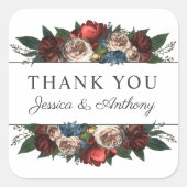 ラグジュアリーなジュエルトーンの花束 お礼 スクエアシール (正面)