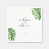 ラグジュアリーなトロピカルウォーター葉カラーパーム結婚ズ スタンダードカクテルナプキン (正面)