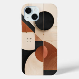 ラグジュアリーなニュートラル幾何学デザイン iPhone 15ケース