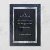 ラグジュアリーなネイビー ヴィンテージ ボタニカル ウェディング ディテール エンクロージャーカード (正面)