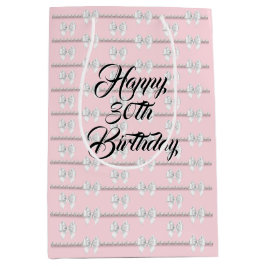 ラグジュアリーなバースデー ピンク ティファニー パール テーマ 30歳の誕生日 ミディアムペーパーバッグ