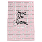 ラグジュアリーなバースデー ピンク ティファニー パール テーマ 30歳の誕生日 ミディアムペーパーバッグ (裏面)