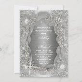 ラグジュアリーなパールがシルバーを美しく彩る フェミニンなスパークリーが輝く 招待状 (裏面)