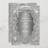 ラグジュアリーなパールがシルバーを美しく彩る フェミニンなスパークリーが輝く 招待状 (正面/裏面)