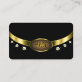 ラグジュアリーなブラックと金ゴールドとイニシャルダイヤモンド 名刺 (正面)