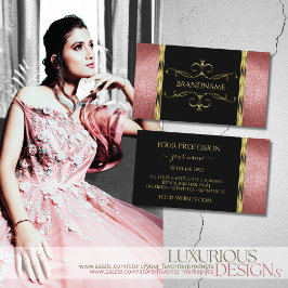 ラグジュアリーなブラックと金ゴールドとレッドグリッター 華美 名刺