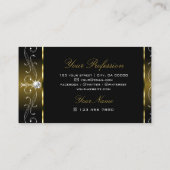 ラグジュアリーなブラックと金ゴールド華美縁どオーナメント 名刺 (裏面)
