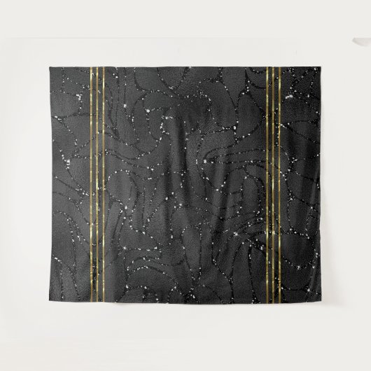 ラグジュアリーなブラックのモノクロームの背景 タペストリー (正面(横))