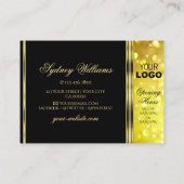 ラグジュアリーなブラックイエローグリッター金ゴールドデコール追加ロゴ 名刺 (裏面)