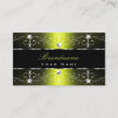 ラグジュアリーなブラックイエロー華美縁どオーナメント 名刺 (正面)