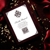 ラグジュアリーなブルゴーニュ&ホワイトQRコードイスラーム結婚ズ 招待状