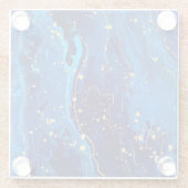 ラグジュアリーなブルーの金ゴールドマーブルテクスチャ ガラスコースター (裏面)