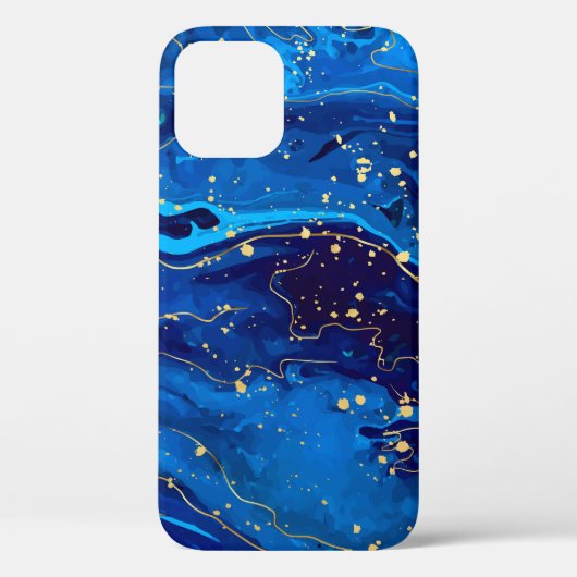 ラグジュアリーなブルーの金ゴールドマーブルテクスチャ Case-Mate iPhoneケース (裏面)