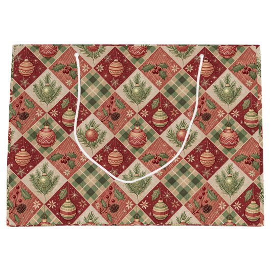 ラグジュアリーなホリデーギフトバッグ ラージペーパーバッグ (正面)