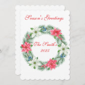 ラグジュアリーなポインセチアのクリスマスカード シーズンカード (正面/裏面)