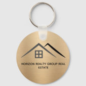 ラグジュアリーなメタリック実在金ゴールド不動産キーホルダー キーホルダー (正面)