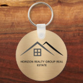 ラグジュアリーなメタリック実在金ゴールド不動産キーホルダー キーホルダー (正面)
