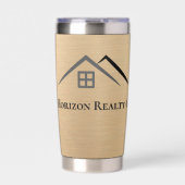 ラグジュアリーなメタリック実在金ゴールド不動産ボトル 保温保冷タンブラー (正面)