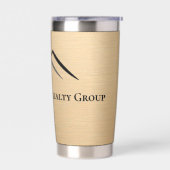 ラグジュアリーなメタリック実在金ゴールド不動産ボトル 保温保冷タンブラー (左面)