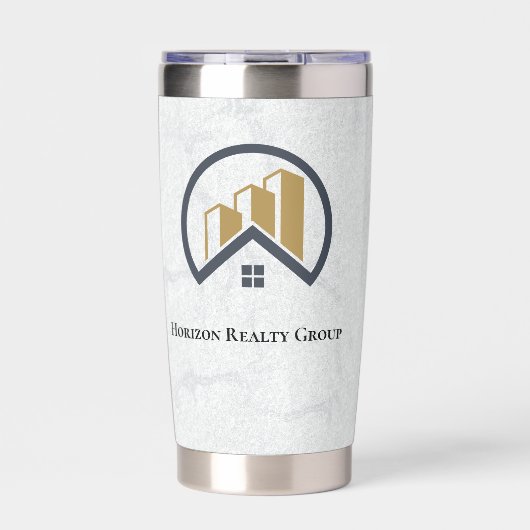 ラグジュアリーなメタリック実在金ゴールド不動産ボトル 保温保冷タンブラー (正面)