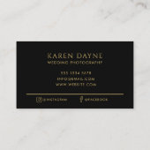 ラグジュアリーなモノグラム金ゴールド&ブラック写真 名刺 (裏面)