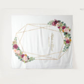 ラグジュアリーなユーカリとサフラン花のゴールドウェディングプロップ タペストリー (正面(横))