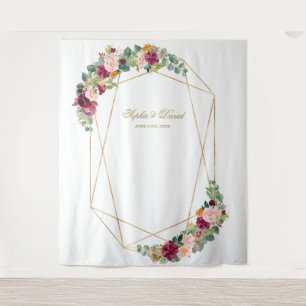 ラグジュアリーなユーカリとサフラン花のゴールドウェディングプロップ タペストリー