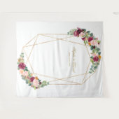 ラグジュアリーなユーカリとサフラン花のゴールド ウェディング プロップ タペストリー (正面(横))