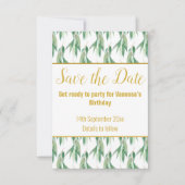 ラグジュアリーなユーカリパターン・セーブ・ザ・デート・ＲＳＶＰカード 出欠カード (正面)