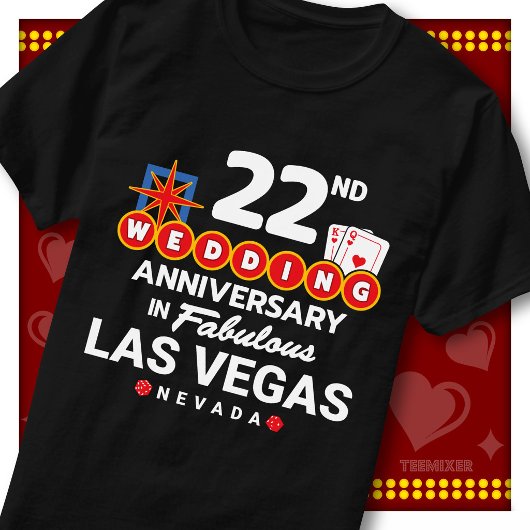 ラグジュアリーなラスベガス 挙式22周年記念カップル Tシャツ