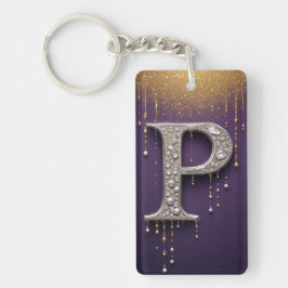 ラグジュアリーなリモートストーンのイニシャル文字「P」ダイヤモンドとパール付き A キーホルダー
