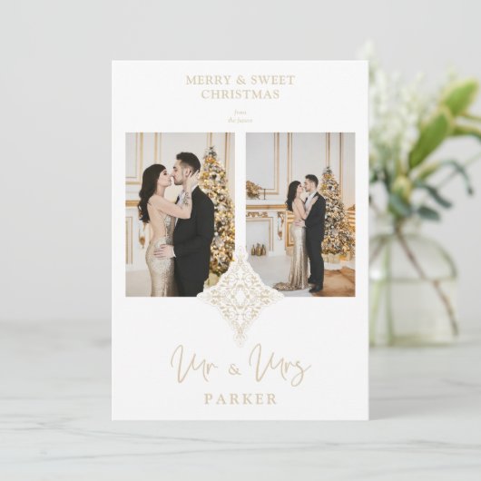 ラグジュアリーなレースのMR＆MRSクリスマスウェディング2枚の写真 (スタンド正面)