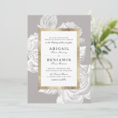 ラグジュアリーなローズゴールドグレイのヴィンテージ植物婚礼 招待状 (スタンド正面)
