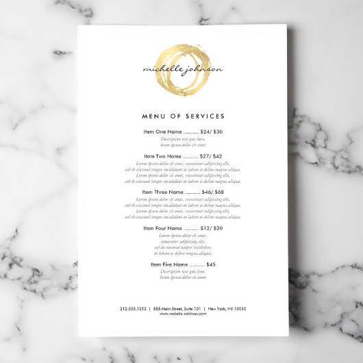 ラグジュアリーな偽のゴールドペイントサークルデザイナーロゴ チラシ