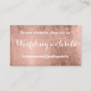 ラグジュアリーな偽のローズゴールドの葉の結婚式ウェブサイト エンクロージャーカード