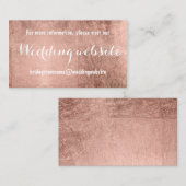 ラグジュアリーな偽のローズゴールドの葉の結婚式ウェブサイト エンクロージャーカード (正面/裏面)