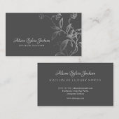 ラグジュアリーな偽銀箔ダークグレーエレガント 名刺 (正面/裏面)