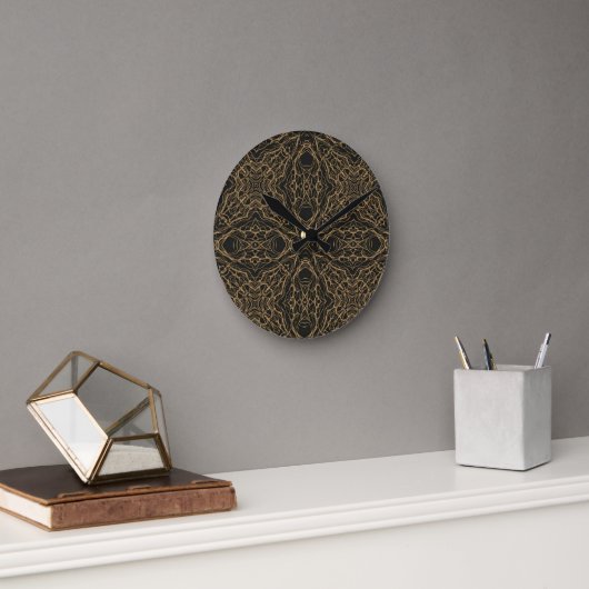 ラグジュアリーな平面ゴールドジオードモザイク ラウンド壁時計 (オフィス)